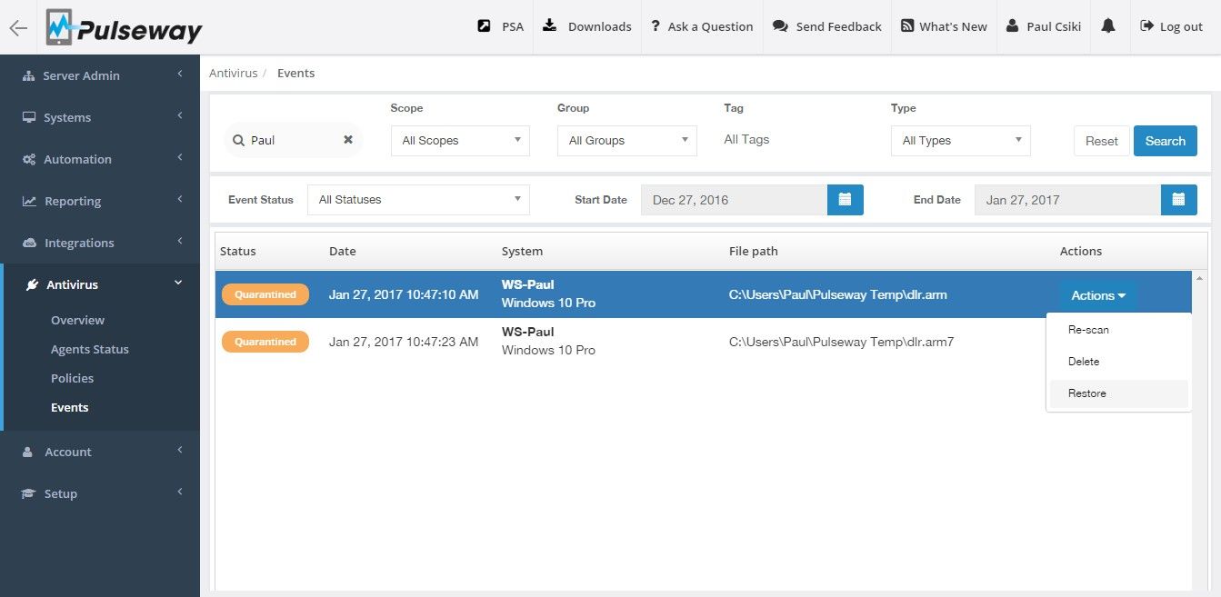 Antivirus Events Antivirus Events